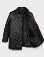 Black Sheepskin Leather Winter Coat for Men - Image 3