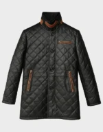 Black Sheepskin Leather Winter Coat for Men - Image 4