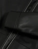 Mens Black Signature Leather Collared Jacket - Image 9