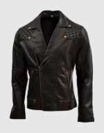 Black Mens Quilted Leather Jacket