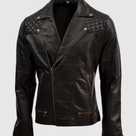 Black Mens Quilted Leather Jacket