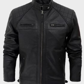 Mens Black Cafe Racer Leather Jacket
