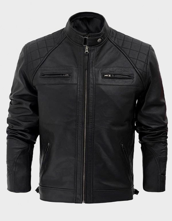 mens-black-cafe-racer-leather-jacket.jpg Mens Black Cafe Racer Leather Jacket - Image 1