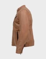 Brown Leather Biker Jacket Mens - Image 4