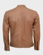 Brown Leather Biker Jacket Mens - Image 2