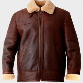 Men’s Brown Shearling Aviator Leather Jacket