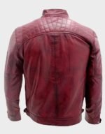 Cafe Racer Burgundy Leather Jacket - Image 2