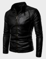 Mens High Collar Black Jacket