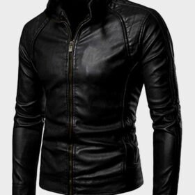 Mens High Collar Black Jacket