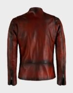 Retro Men’s Brown Distressed Leather Jacket - Image 2
