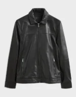 Mens Black Signature Leather Collared Jacket - Image 7