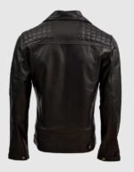 Black Mens Quilted Leather Jacket - Image 2