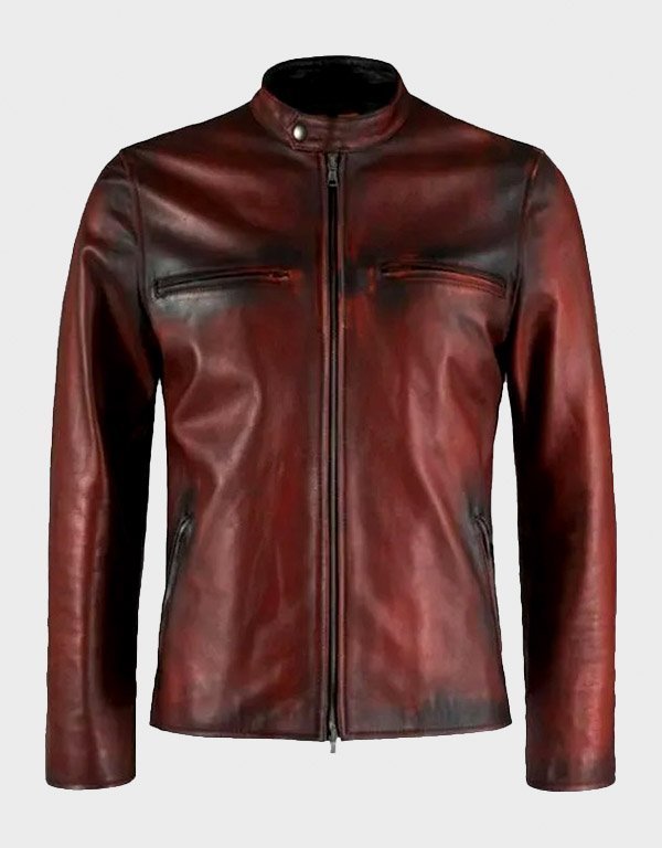 vintage-brown-distressed-retro-jacket.jpg Retro Men’s Brown Distressed Leather Jacket - Image 1