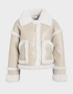 Women White Shearling Leather Jacket