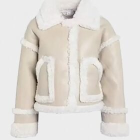 Women White Shearling Leather Jacket