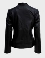Stylish Black Biker Leather Jacket For Women - Image 3