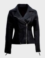 Stylish Black Biker Leather Jacket For Women - Image 2