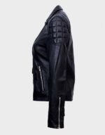 Black Womens Quilted Leather Jacket - Image 3