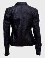 Black Womens Quilted Leather Jacket - Image 2