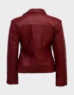 Women's Burgundy Leather Jacket - Image 2