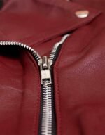 Women's Burgundy Leather Jacket - Image 5