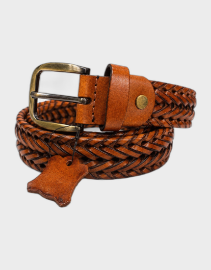 Handmade Braided Leather Belt for Men | Brass Buckle