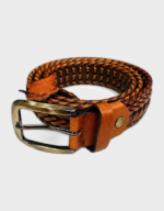 Handmade Braided Leather Belt for Men | Brass Buckle