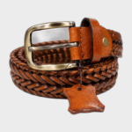 Handmade Braided Leather Belt for Men | Brass Buckle