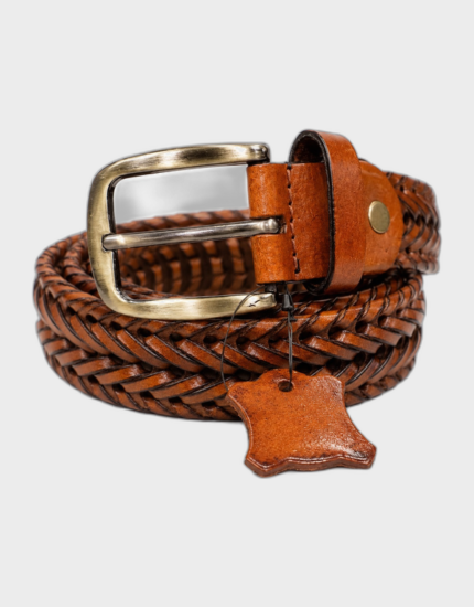 Handmade Braided Leather Belt for Men | Brass Buckle