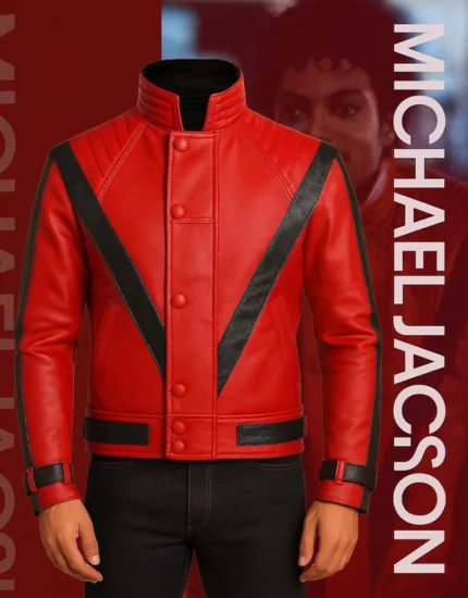 Thriller Michael Jackson Red Sheepskin Leather Jacket