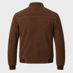 Men's Chocolate Brown Suede Bomber Jacket Back View