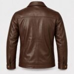 Dalton men's walnut brown leather field jacket back view